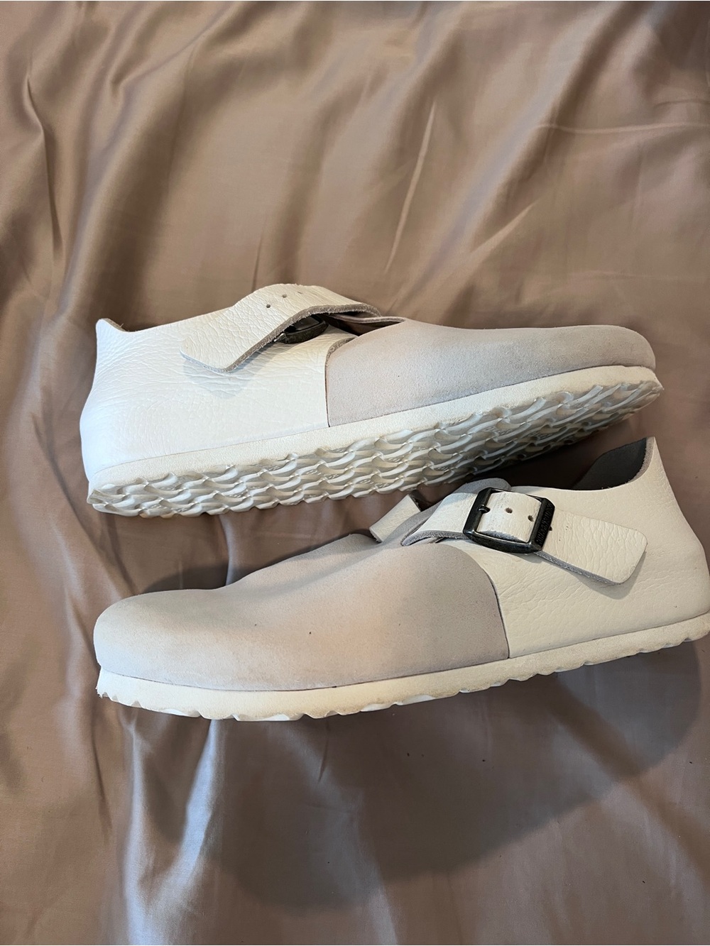 Birkenstock London W9.5 or M7.5 wide- Grey Suede and White Leather Vintage - Picture 4 of 9